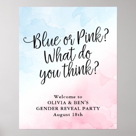 Welcome Sign Pink & Blue Baby Shower Gender Reveal