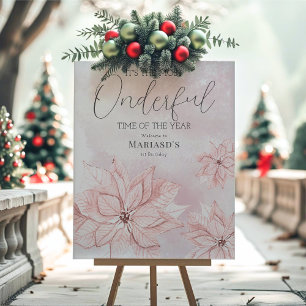 Welcome sign Pink Christmas Flower 1st birthday 