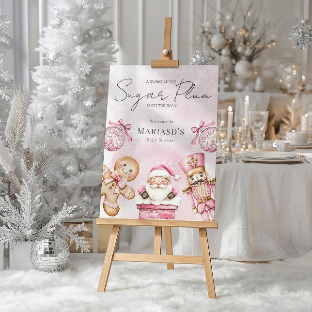 Welcome sign Pink Christmas Santa Babyshower (Creator Uploaded)