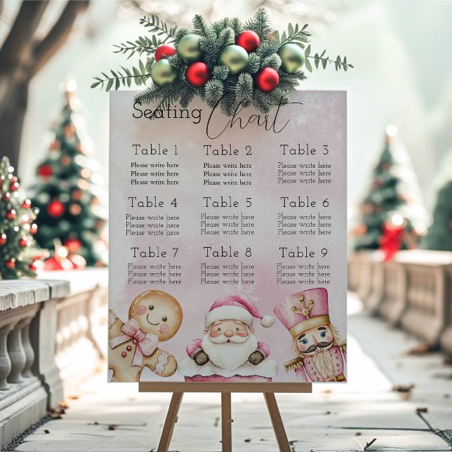 Welcome sign Pink Christmas Santa Seating chart (Creator Uploaded)