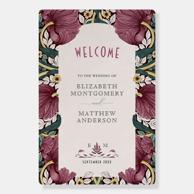 Welcome Sign Pink Pimpernel William Morris (Front)