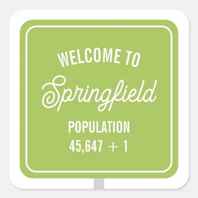 Angleton Population Sign Welcome Sign Population Baby Shower Square Sticker | Zazzle