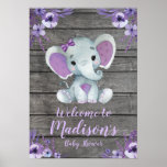 Welcome Sign Poster Elephant Rustic Purple Floral at Zazzle