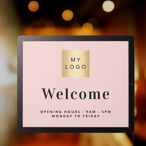 Welcome sign rose gold business logo
