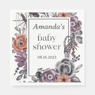 Welcome Sign Spooky Floral Halloween Baby Shower Napkins
