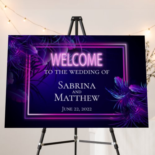 Welcome Sign Stunning Neon Tropical Foliage