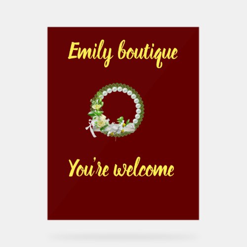 Welcome Sign _ Stylish Floral Acrylic Display