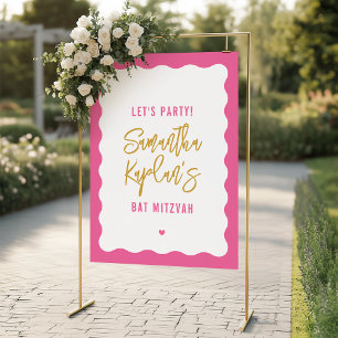 WELCOME SIGN stylish modern pink heart gold