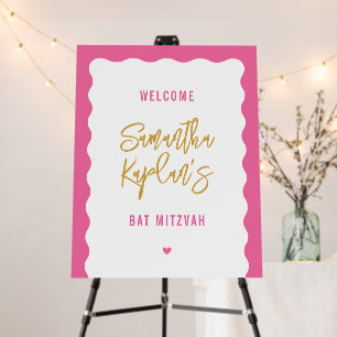WELCOME SIGN stylish modern pink heart gold