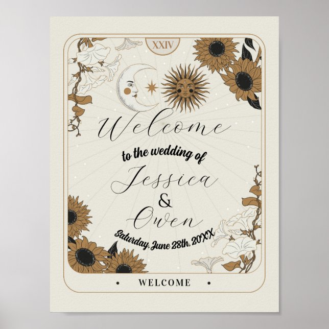 Welcome Sign Tarot Sign Wedding Halloween Sun Moon (Front)