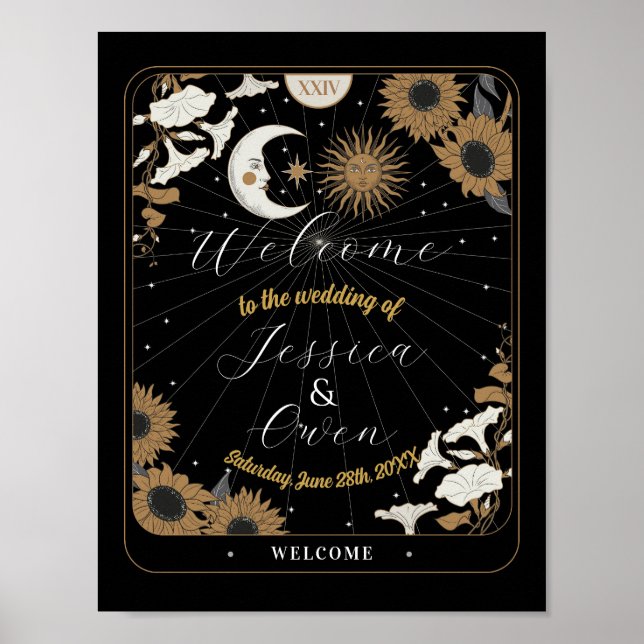 Welcome Sign Tarot Sign Wedding Halloween Sun Moon (Front)