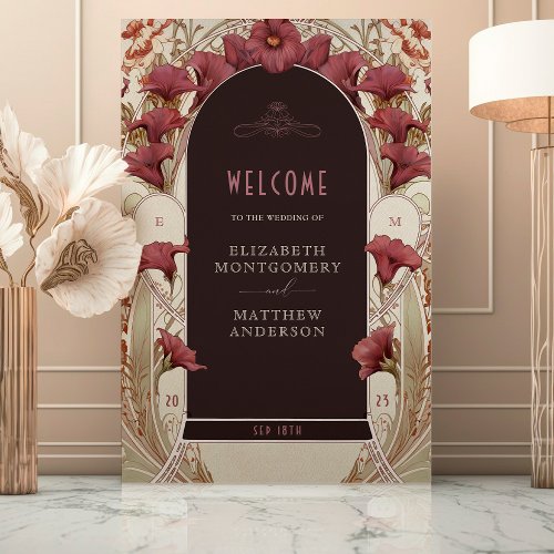 Welcome Sign Wedding Art Nouveau Mucha Calla Lily