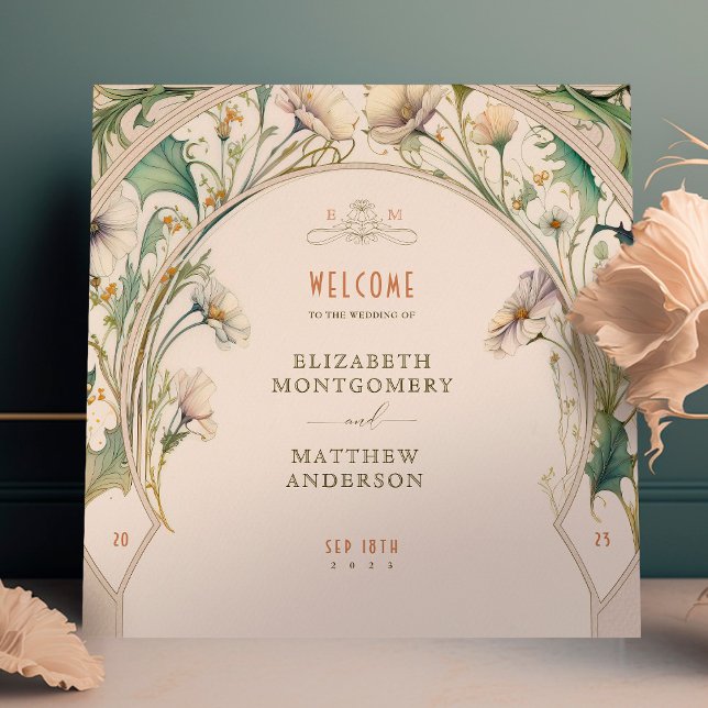 Welcome Sign Wedding Daisy Art Nouveau by Mucha (Creator Uploaded)