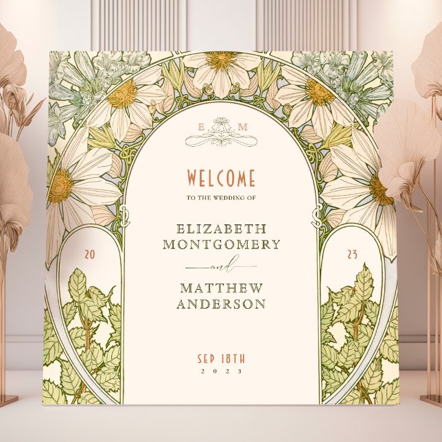 Welcome Sign Wedding Daisy Art Nouveau by Mucha (Creator Uploaded)