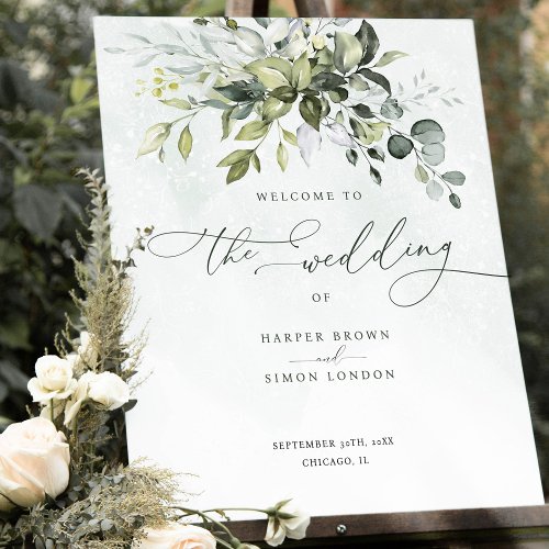 Welcome Sign Wedding Greenery Boho