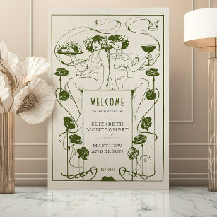 Welcome Sign Wedding Vintage Art Nouveau