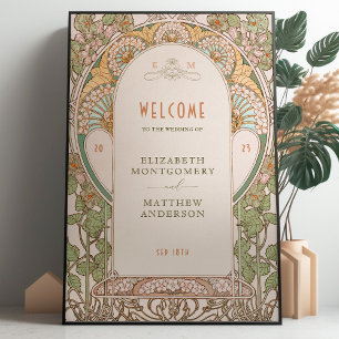 Welcome Sign Wedding Vintage Art Nouveau by Mucha