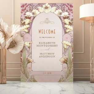 Welcome Sign Wedding Vintage Art Nouveau by Mucha