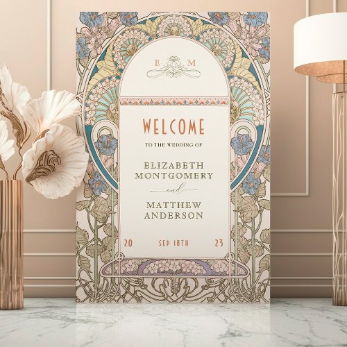 Welcome Sign Wedding Vintage Art Nouveau by Mucha