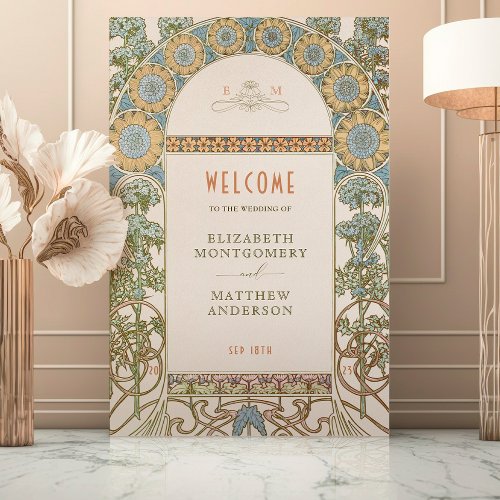 Welcome Sign Wedding Vintage Art Nouveau by Mucha