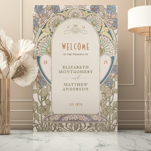 Welcome Sign Wedding Vintage Art Nouveau by Mucha