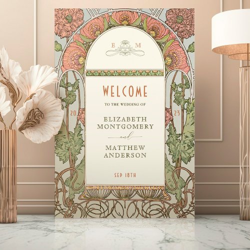 Welcome Sign Wedding Vintage Art Nouveau by Mucha