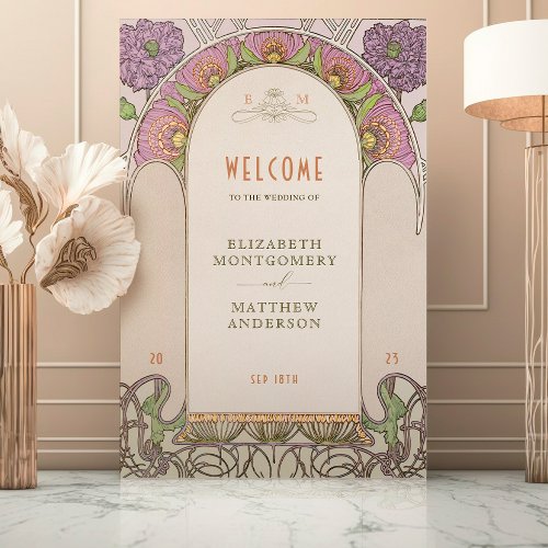 Welcome Sign Wedding Vintage Art Nouveau by Mucha