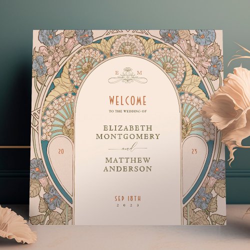 Welcome Sign Wedding Vintage Art Nouveau by Mucha