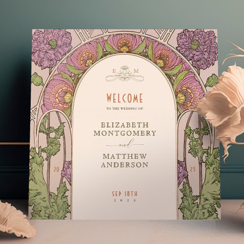 Welcome Sign Wedding Vintage Art Nouveau by Mucha