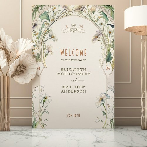 Welcome Sign Wedding Vintage Art Nouveau by Mucha