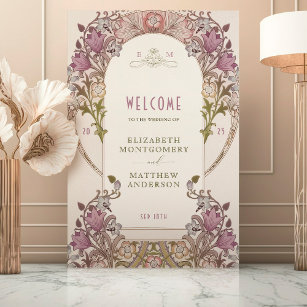 Welcome Sign Wedding William Morris Lilac Lavender