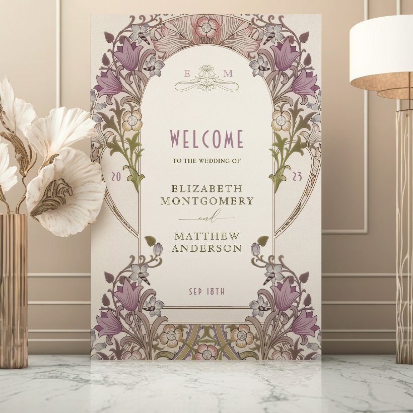 Welcome Sign Wedding William Morris Lilac Lavender (Creator Uploaded)