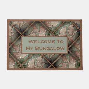 Welcome Sign with Gingko Leaves Doormat