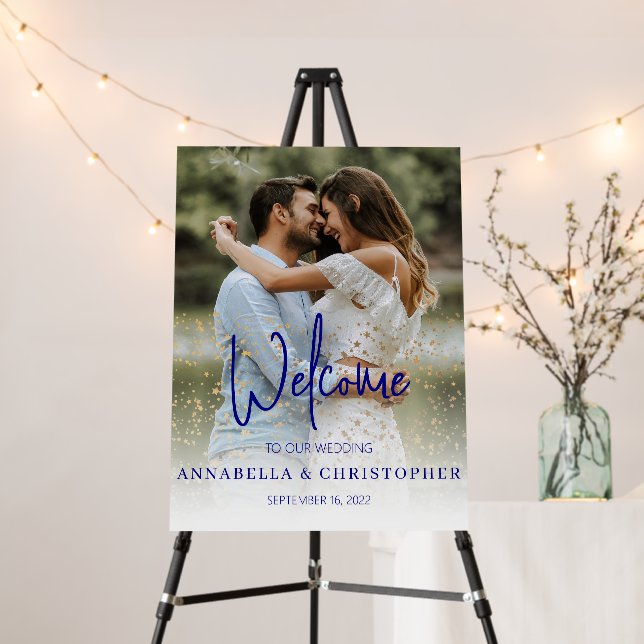 Welcome Sign With Photo and Star Sparkles (In Situ (Stand))