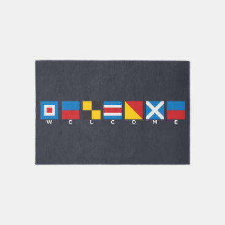 WELCOME Signal Flag Nautical Entry Rug
