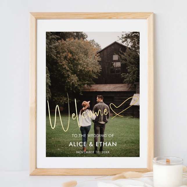 Welcome Signature Script Heart Photo Foil Prints (Creator Uploaded)