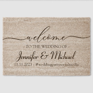 Welcome Signature Wedding Celebration Fiber Doormat