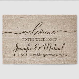 Welcome Signature Wedding Celebration Fiber Doormat