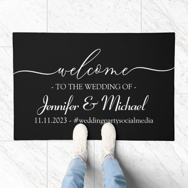 Welcome Signature Wedding Celebration Party Doormat (Indoor)