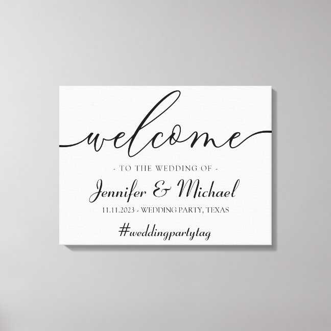 Welcome signature wedding simple minimal party canvas print