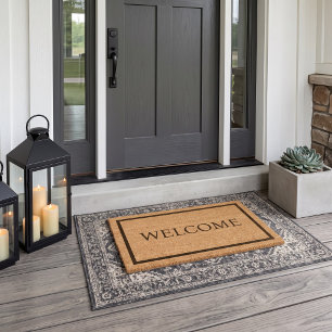Welcome Simple Custom Greeting Fiber Doormat