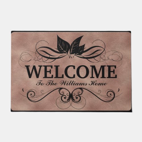 Welcome Simple Elegant Scroll Leather Classic Doormat