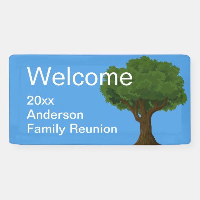 Welcome Sky Blue Green White Family Reunion Banner (Horizontal)