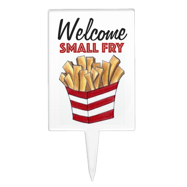 Welcome Small Fry French Fries Foodie Baby Shower Cake Topper (Front)