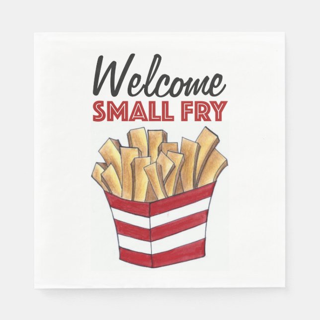 Welcome Small Fry French Fries Foodie Baby Shower Napkins (Front)