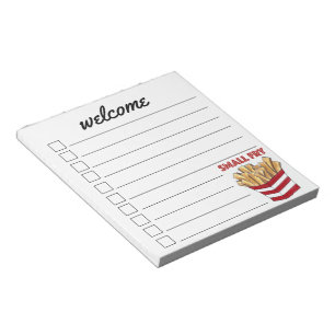 Welcome Small Fry French Fries Foodie Baby Shower Notepad