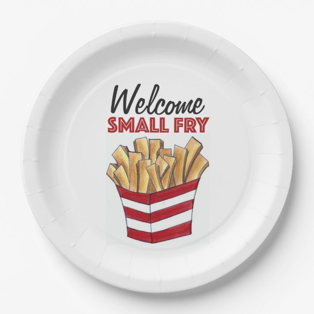 Welcome Small Fry French Fries Foodie Baby Shower Paper Plates (Front)