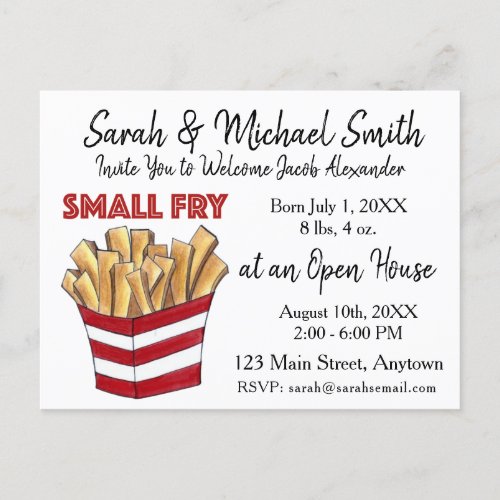 Welcome Small Fry French Fries New Baby Birth Invitation Postcard