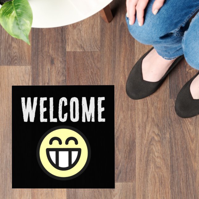 WELCOME SMILE FLOOR DECAL FOR BUSINESS OR HOME (Floor)