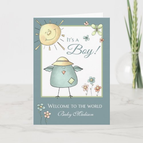 Welcome Son _ Custom Name Baby Congratulation Card